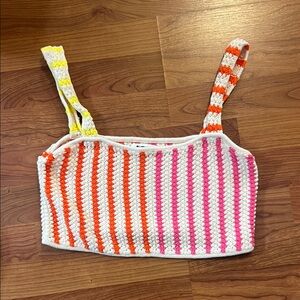Colorful Striped Crochet Crop Top
